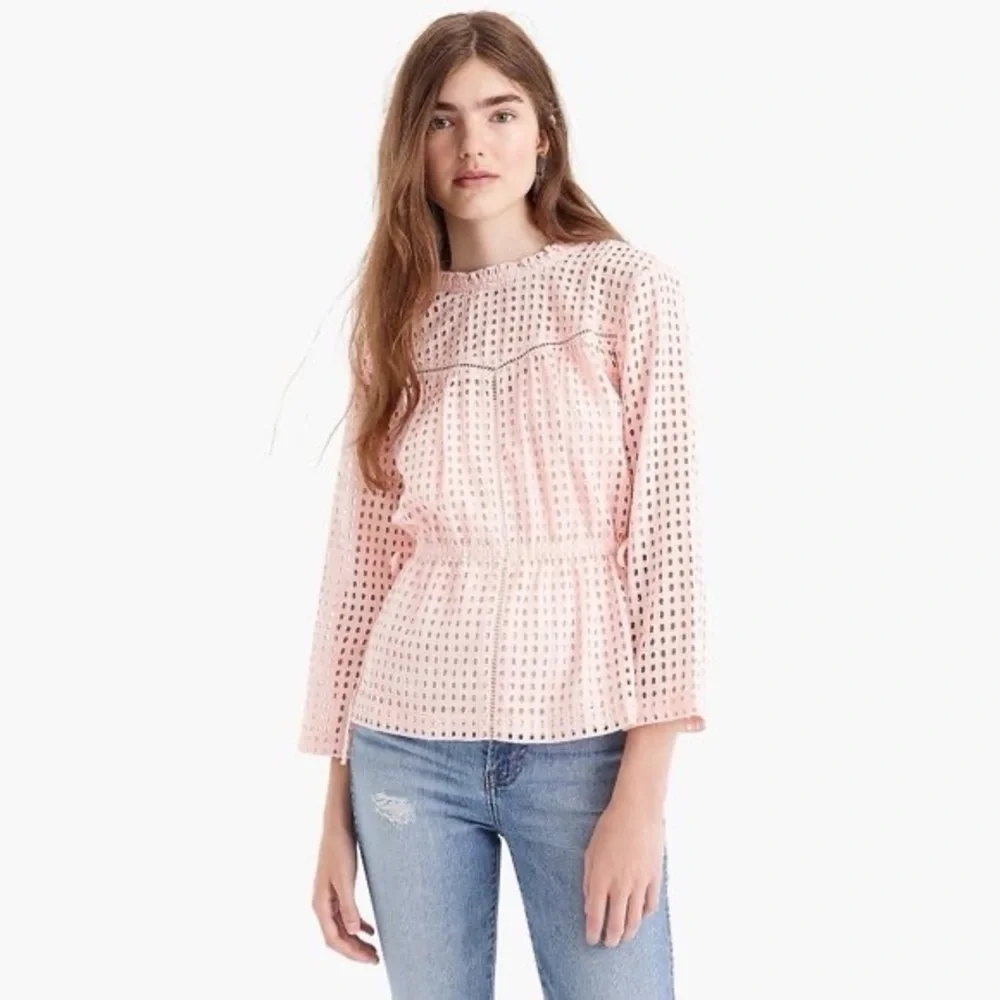 Point Sur x J. Crew Eyelet Blouse - Blush